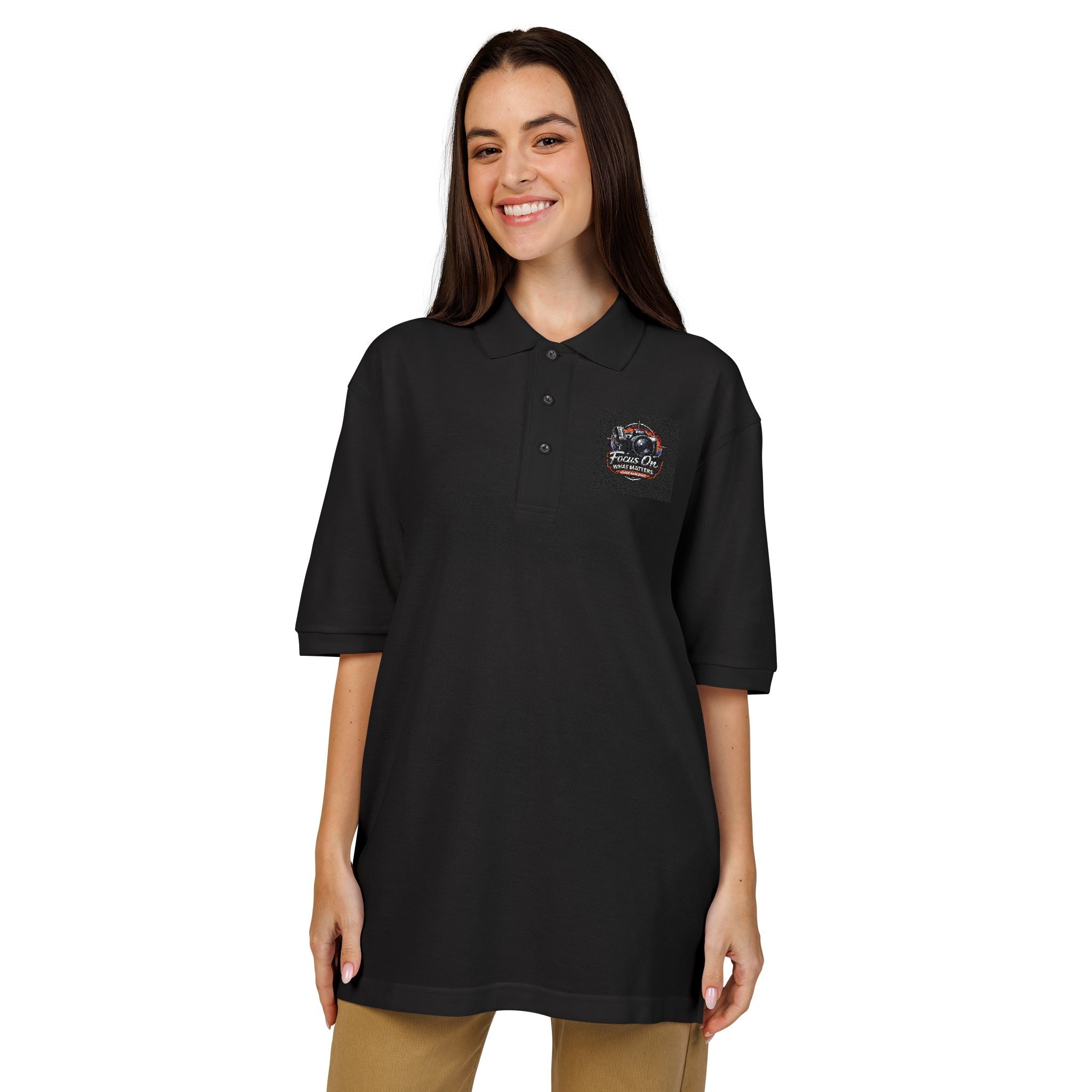 Embroidered Floral Skull Polo