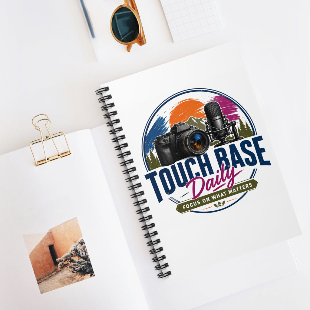 Spiral Notebook — "Touch Base Daily: Focus on What Matters" Camera & Microphone Design