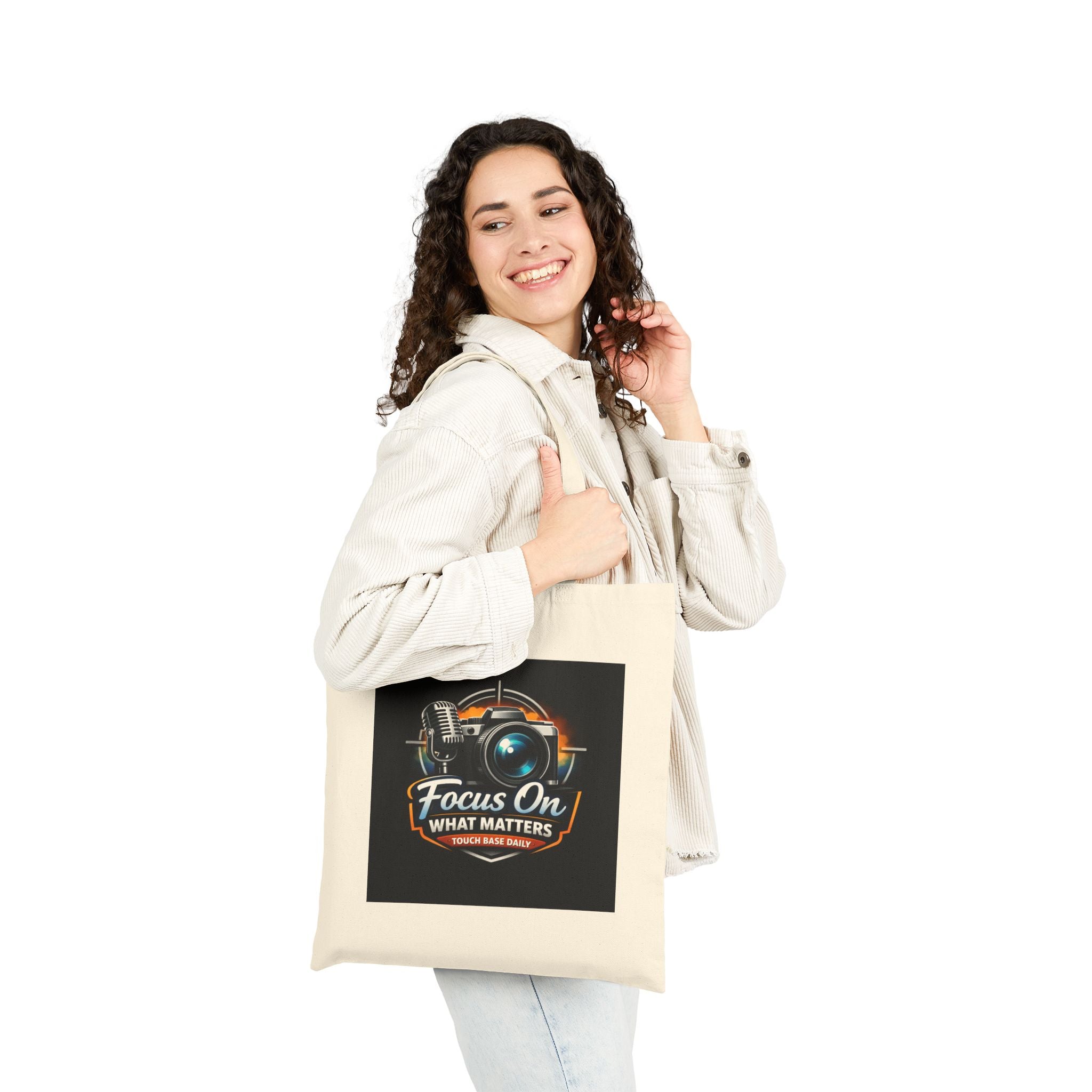 Canvas Tote — "Focus On What Matters" Camera & Microphone Photographer Tote