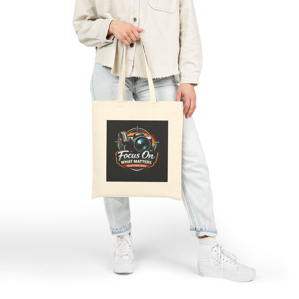 Canvas Tote — "Focus On What Matters" Camera & Microphone Photographer Tote