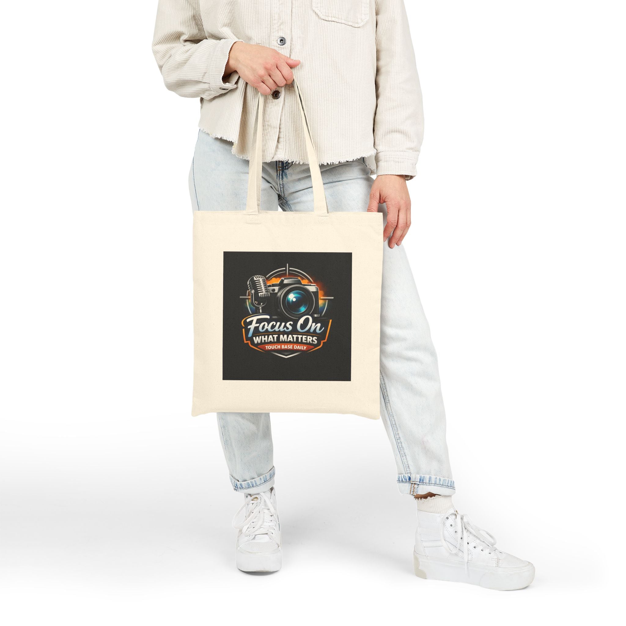Canvas Tote — "Focus On What Matters" Camera & Microphone Photographer Tote