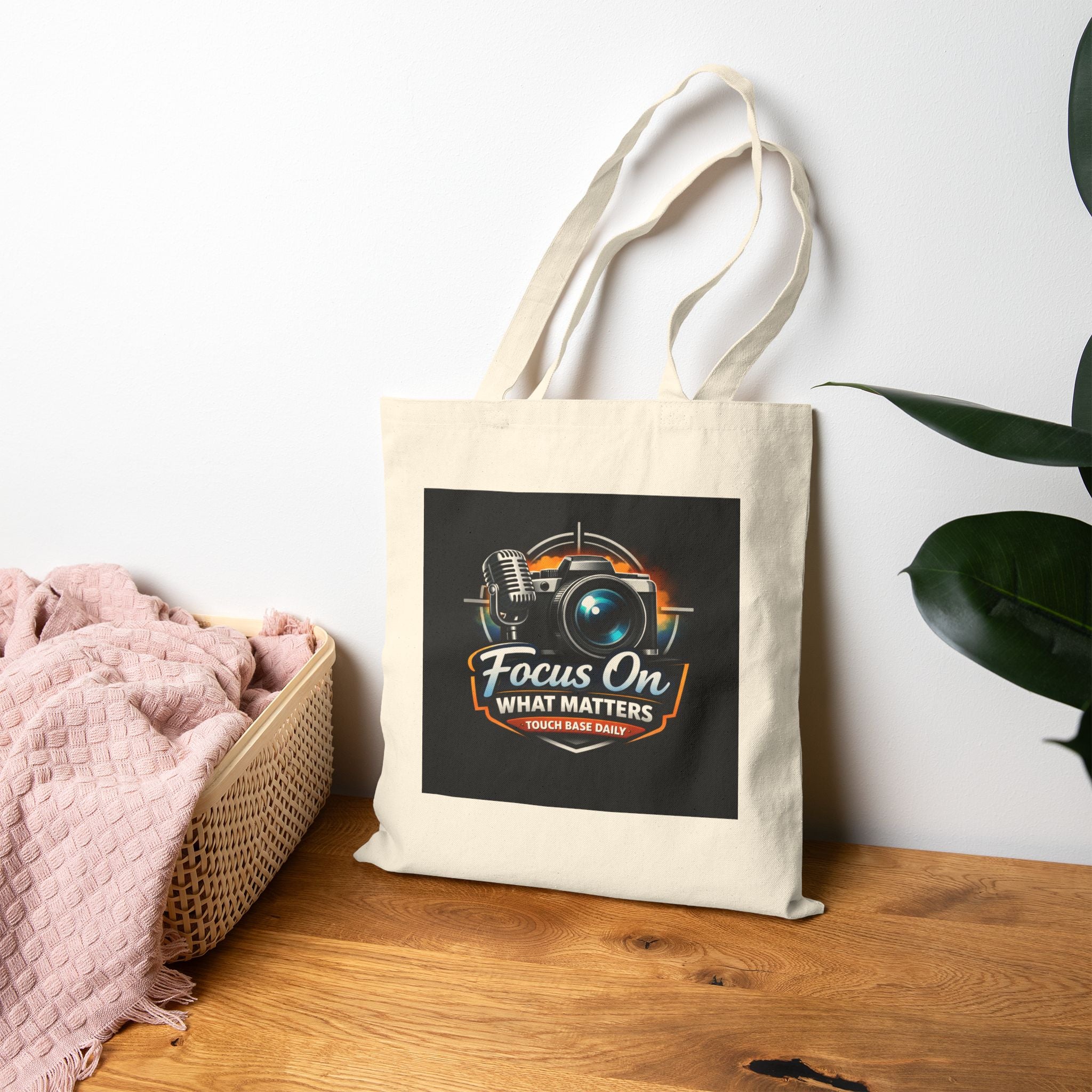 Canvas Tote — "Focus On What Matters" Camera & Microphone Photographer Tote