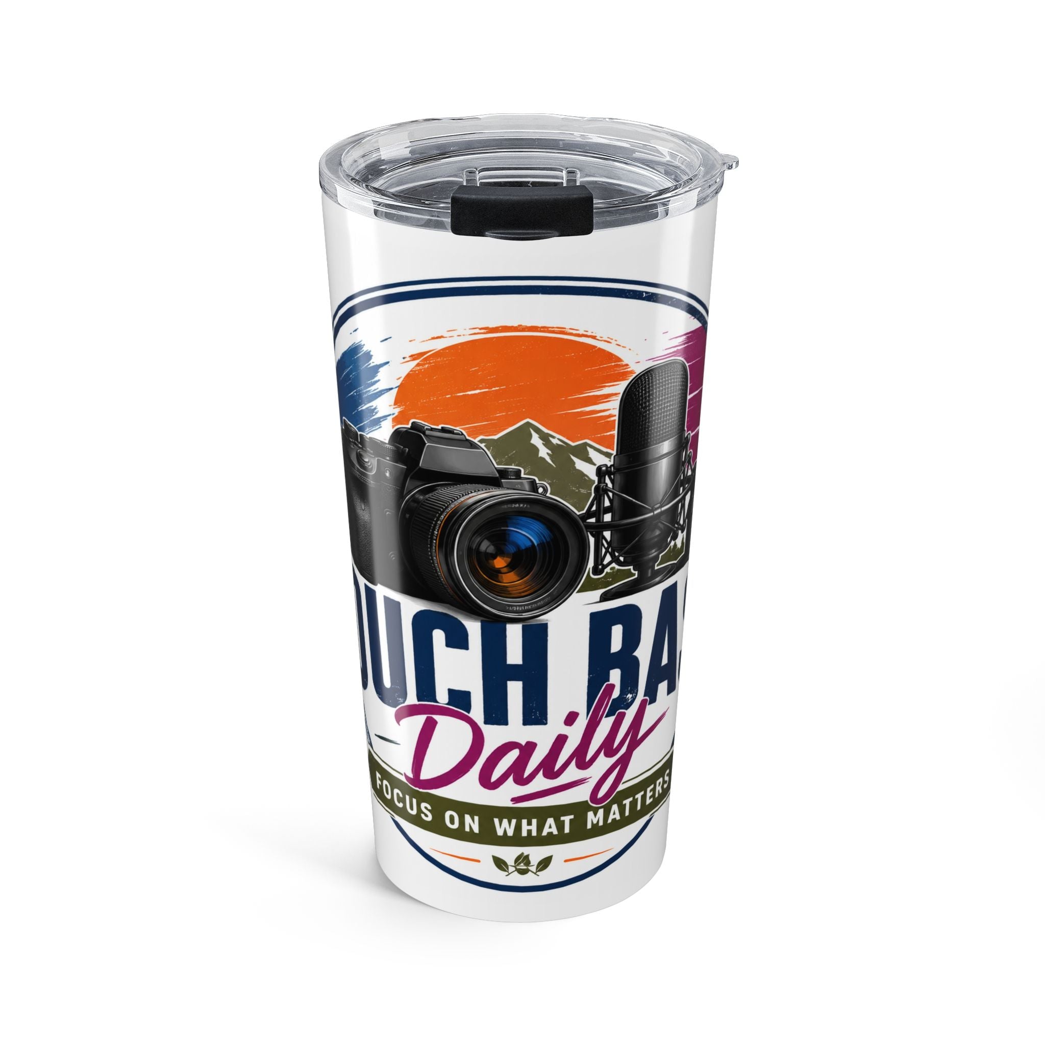 20oz Travel Tumbler — “Teach, Reach, Daily” Camera & Microphone Design