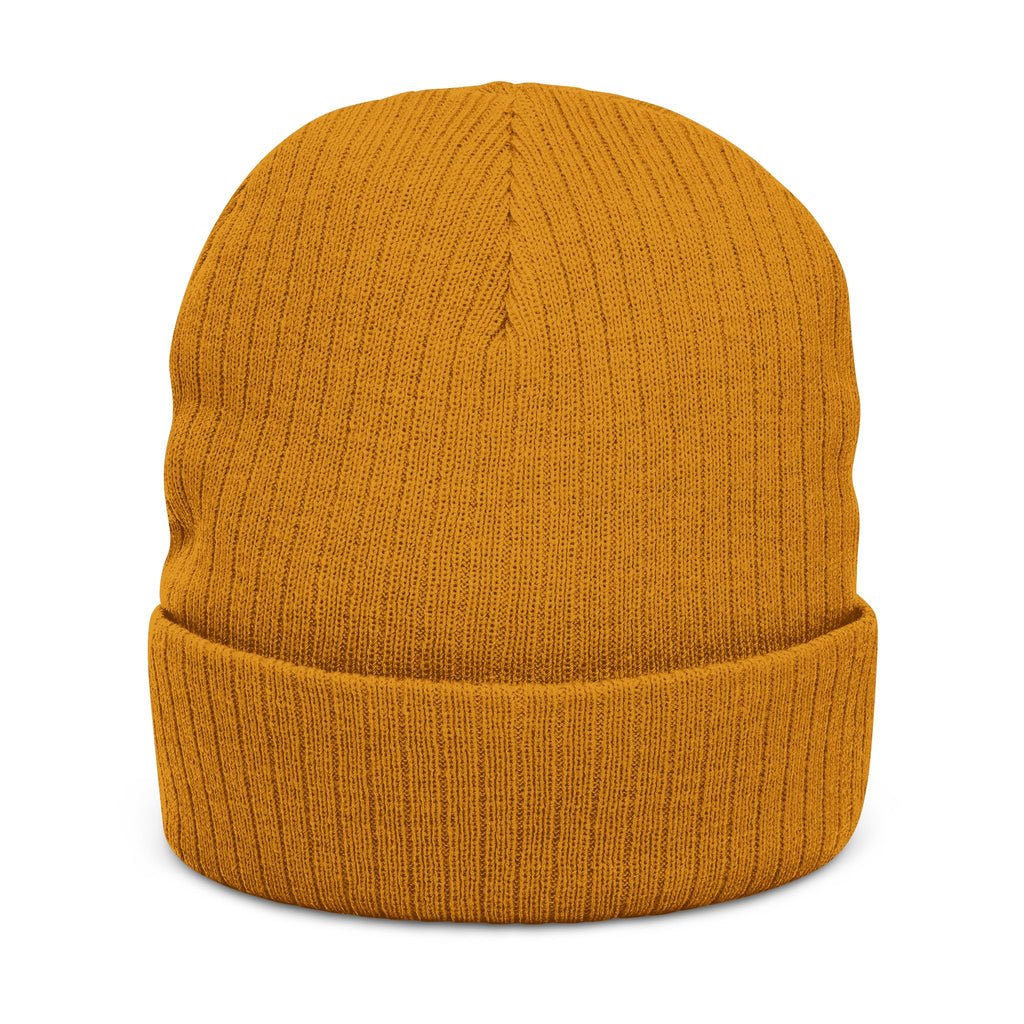 Embroidered Skull Beanie — Ribbed Knit Winter Hat