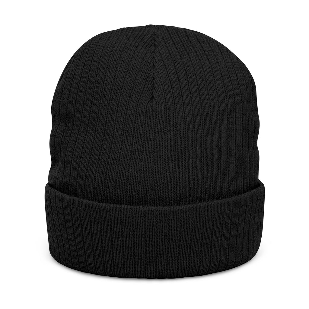Embroidered Skull Beanie — Ribbed Knit Winter Hat