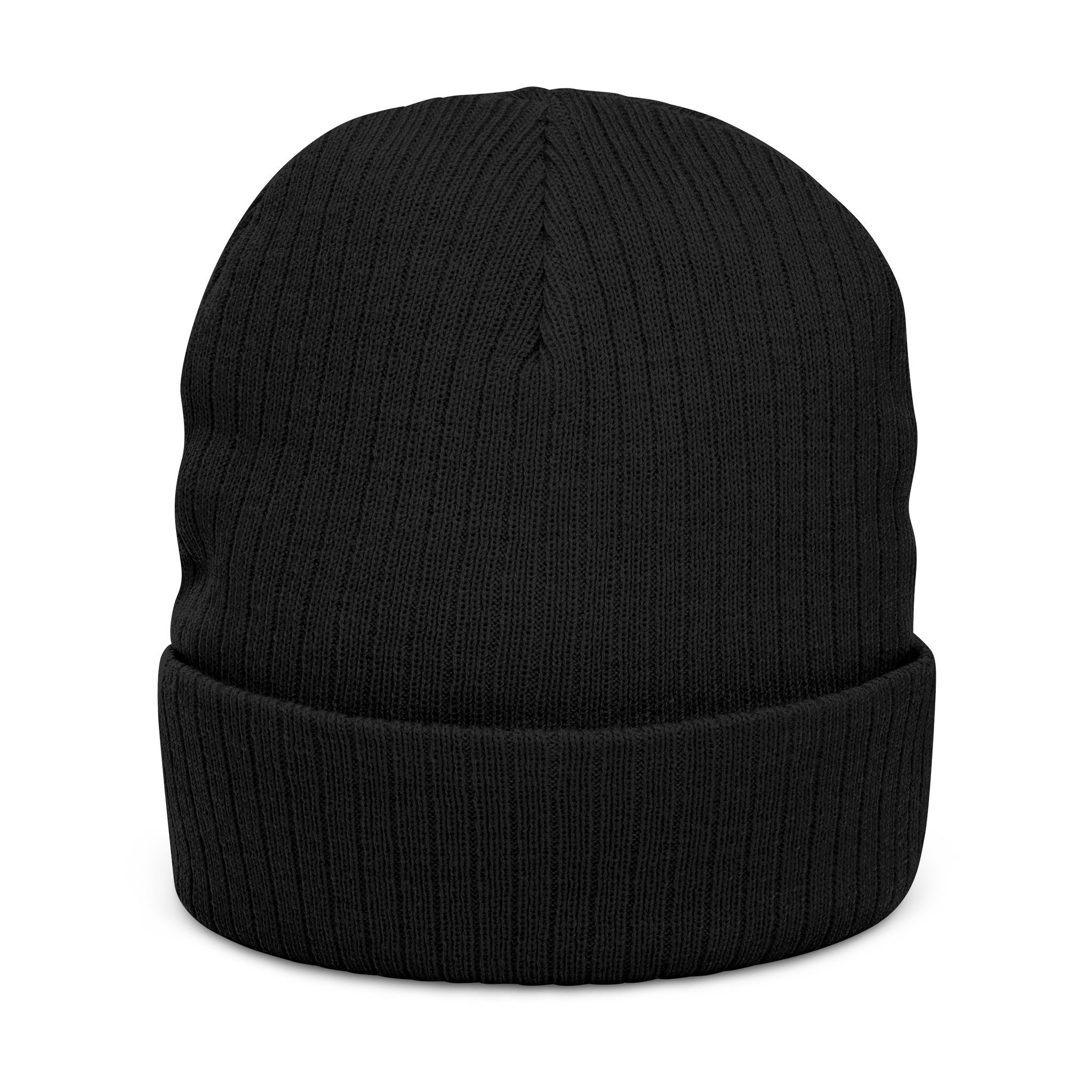 Embroidered Skull Beanie — Ribbed Knit Winter Hat