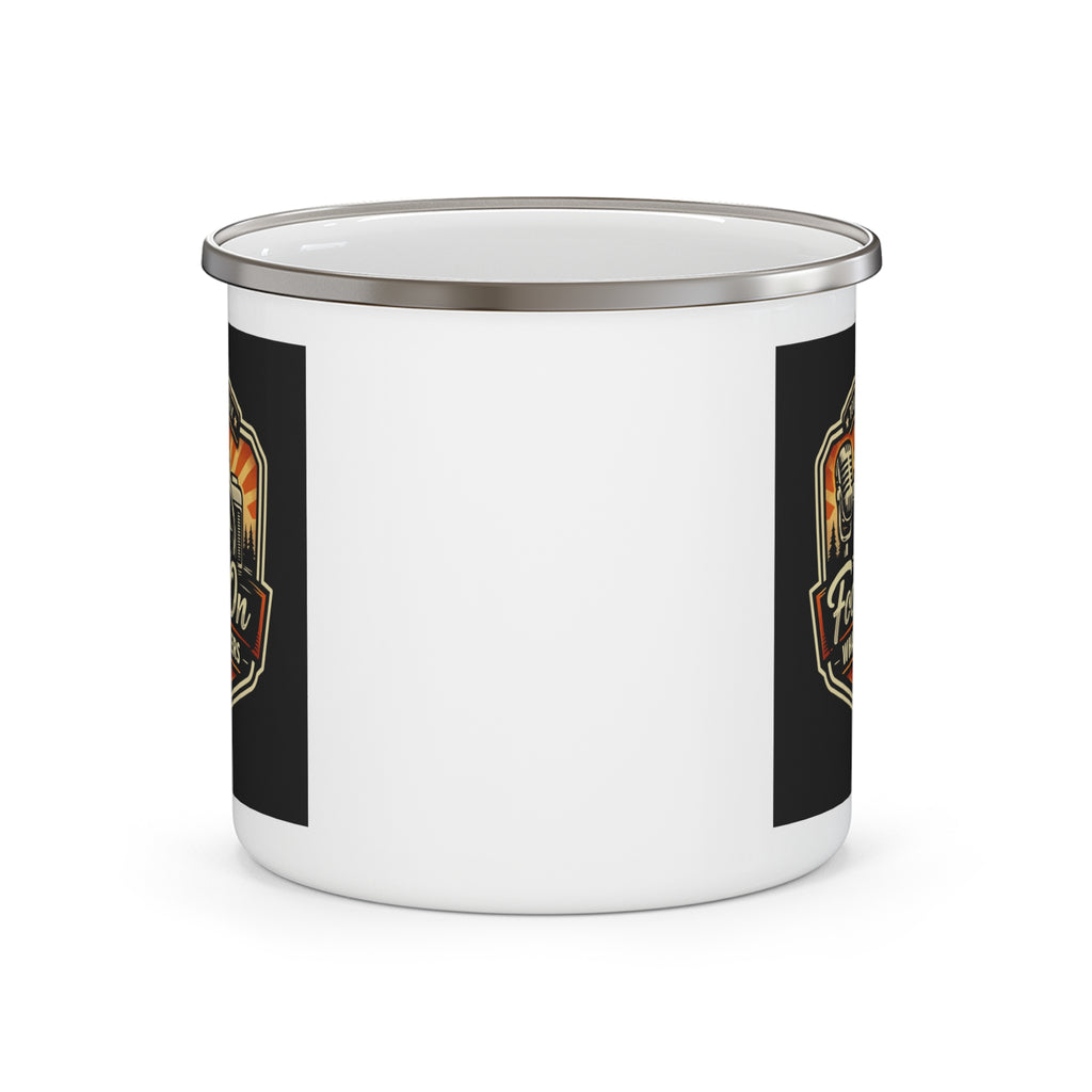 Enamel Camping Mug — "Focus On What Matters" Retro Outdoor Coffee Cup