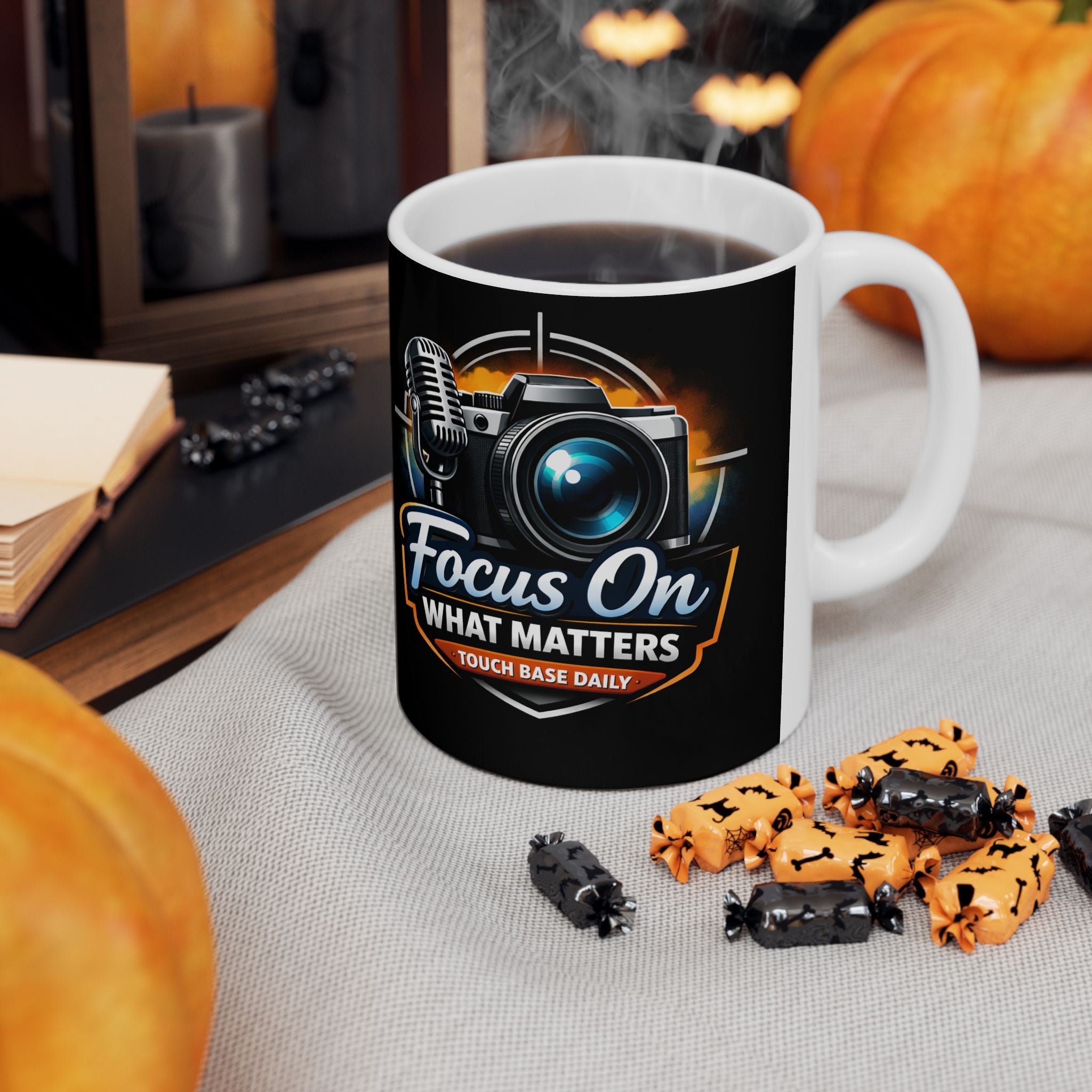 Focus On What Matters Ceramic Mug — Photographer & Podcaster Coffee Cup (11oz/15oz)
