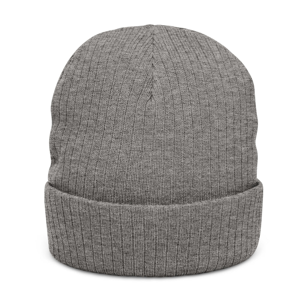 Embroidered Skull Beanie — Ribbed Knit Winter Hat
