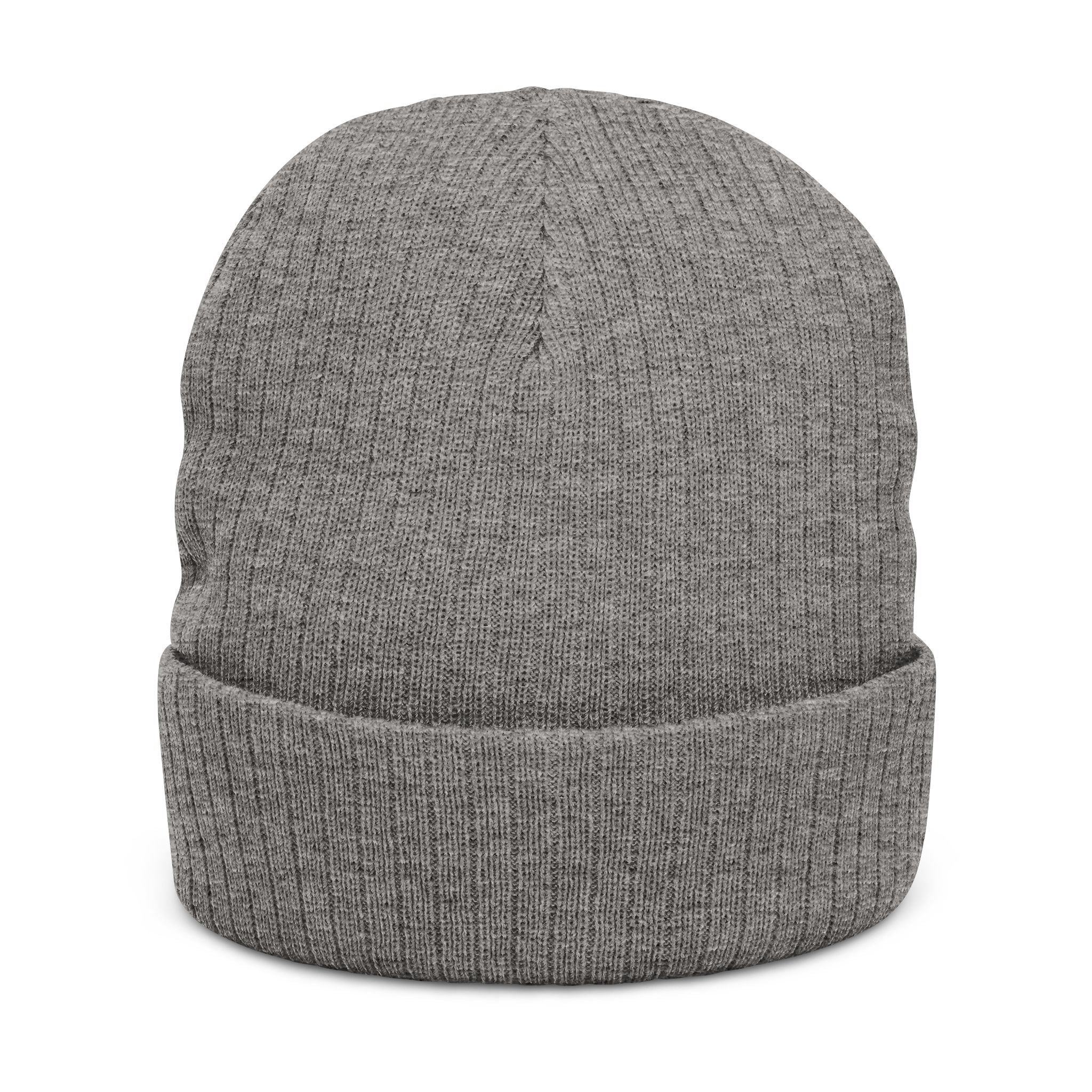 Embroidered Skull Beanie — Ribbed Knit Winter Hat